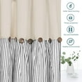 thumbnail image 5 of Alishomtll Farmhouse Curtains Natural Grey Stripe Cotton Linen Button Boho Rustic Rod Pocket Back Tab Window Drapes for Living Room ,52 x 84 Inch, 2 Panels, 5 of 10