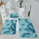 thumbnail image 1 of Juego de alfombras de baño de color mezclado azul, 3 unidades, alfombras para el baño de invierno, antideslizantes, gruesas, lavables y fáciles de secar, 1 of 7