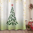 thumbnail image 3 of Sunlit Christmas Shower Curtain, Green Xmas Pine Tree with Red Star Ornament Holiday Farmhouse Decorations, Festive Bathroom Fabric Shower Curtain, Home Decor Tapestry, 3 of 7