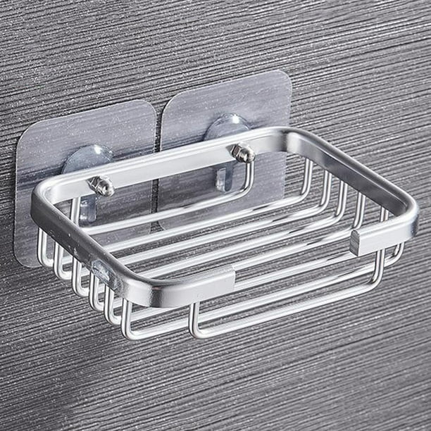 Soporte para jabón de en Soporte para bandeja de jabón de aluminio sin instalación de perforación Luz brillante BLESIY Soporte adhesivo para jabonera