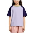 thumbnail image 2 of Viluyesy Girls Boys T-Shirt 10-12T, Short Sleeve Cotton Crew Neck Summer Casual Raglan Tee Purple(3-15T), 2 of 7