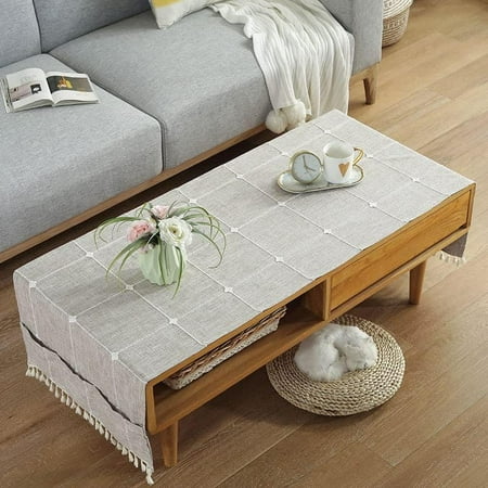 

Coffee Tablecloth - Living Room Table Sofa Table able Rectangular Tablecloth with Solid Lattice Embroidery for Kitchen Dining Table Decoration.70*180cm