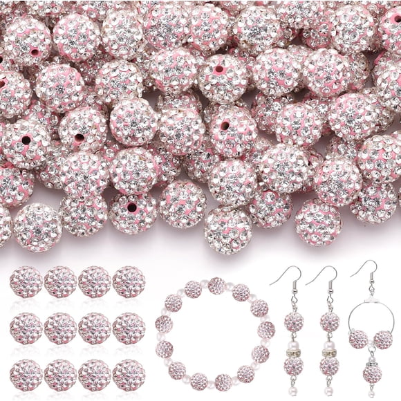 Craft Beads TINKRSTUFF, 200 unidades, diamantes de imitación rosados y blancos de 1 cm