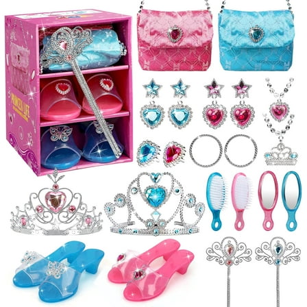 TOY Life Princess Toys for Girls with Princess Crown Play Jewelry for Little Girls Princess Dress Up Shoes for Toddler Girls Toys for 3  Year Old Dress Up & Pretend Play Brithday Girl Gifts
