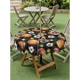 thumbnail image 4 of Outdoor Tablecloth with Umbrella Hole for Patio/Picnic/Party/Camping, Brown Basketball Football Waterproof Table Cloth Round Cover Washable, Checkered Ball Watercolor (Dia 60"), 4 of 8