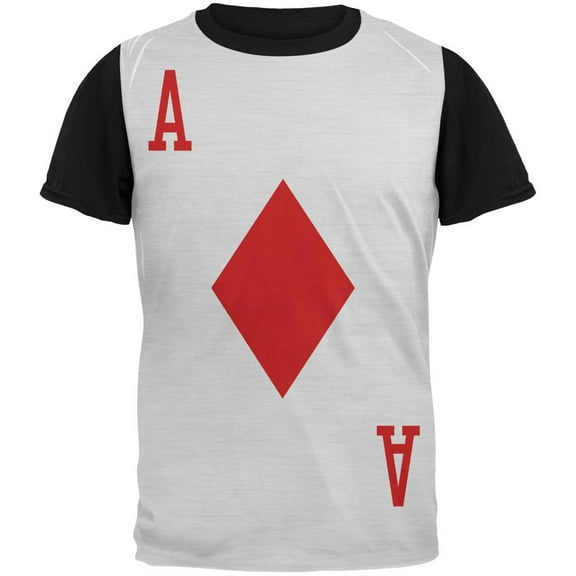 Halloween Ace of Diamonds Card Soldier Costume Adult Black Back T-Shirt - X-Large