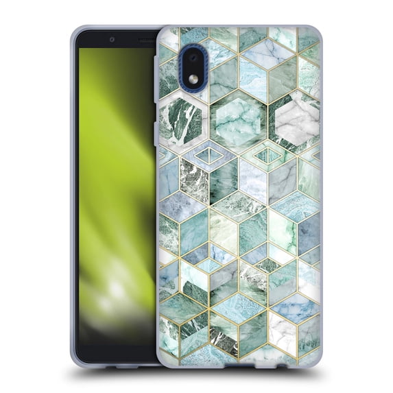 Head Case Designs Officially Licensed Micklyn Le Feuvre Marble Patterns Jade Honeycomb Soft Gel Case Compatible with Samsung Galaxy A01 Core (2020)