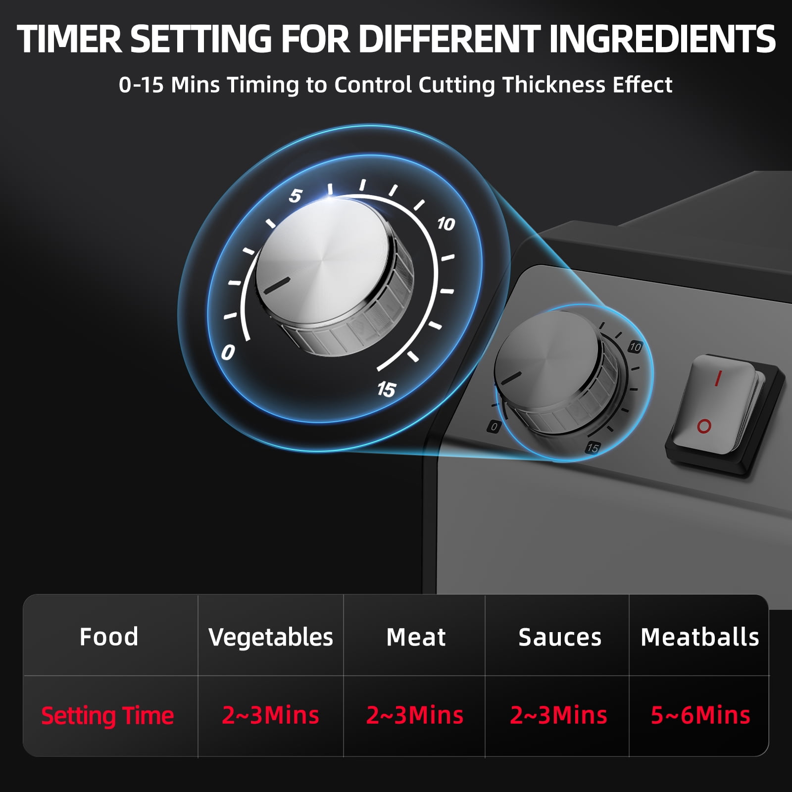 TERUISI Commercial 250W Heavy Duty Electric Food Processor with 1500RPM Blade, 6QT Stainless Steel Bowl and Timer