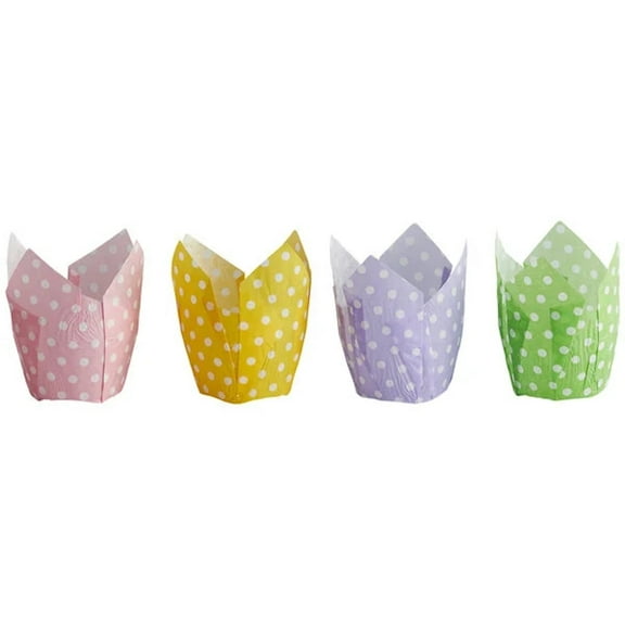 100 Tulip Cupcake & Muffin Baking Cups, Parchment Paper Liners, Polka Dots Assortment for Party