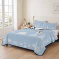 thumbnail image 2 of Quilts Twin Size Bedding Set, Light Blue Christmas Lightweight Quilted Comforter, Winter Xmas Snowflake Trees Snowy Soft Reversible Bedspread Coverlet with Pillow Covers for All Season, 68" x 86", 2 of 9