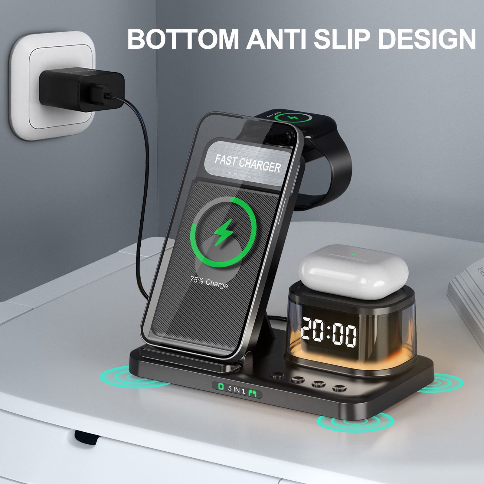 XGFHYJEH Charging Station, Wireless Charging Station, Charging Station for Multiple Devices, Wireless Charging, 15W Charge Station, Wireless Charge, for Android, Iphone, Apple, Samsung, Ipad