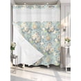 thumbnail image 4 of Blue Flowers No Hook Shower Curtain Waterproof,Bathroom Curtains with Snap in Liners and See Through Top Window,Romantic Farmhouse Botanical Floral Leaves Hotel Bathtub Curtains Shower 72"Wx78"L, 4 of 8