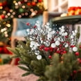 thumbnail image 3 of 12 Pack Artificial Glitter Berry Stems, NOGIS 11.4 inch Christmas Glitter Berries Spray Picks Holly Berry Branches for Christmas Tree Ornaments DIY Crafts Wreath Xmas Holiday Home Decor(White), 3 of 7