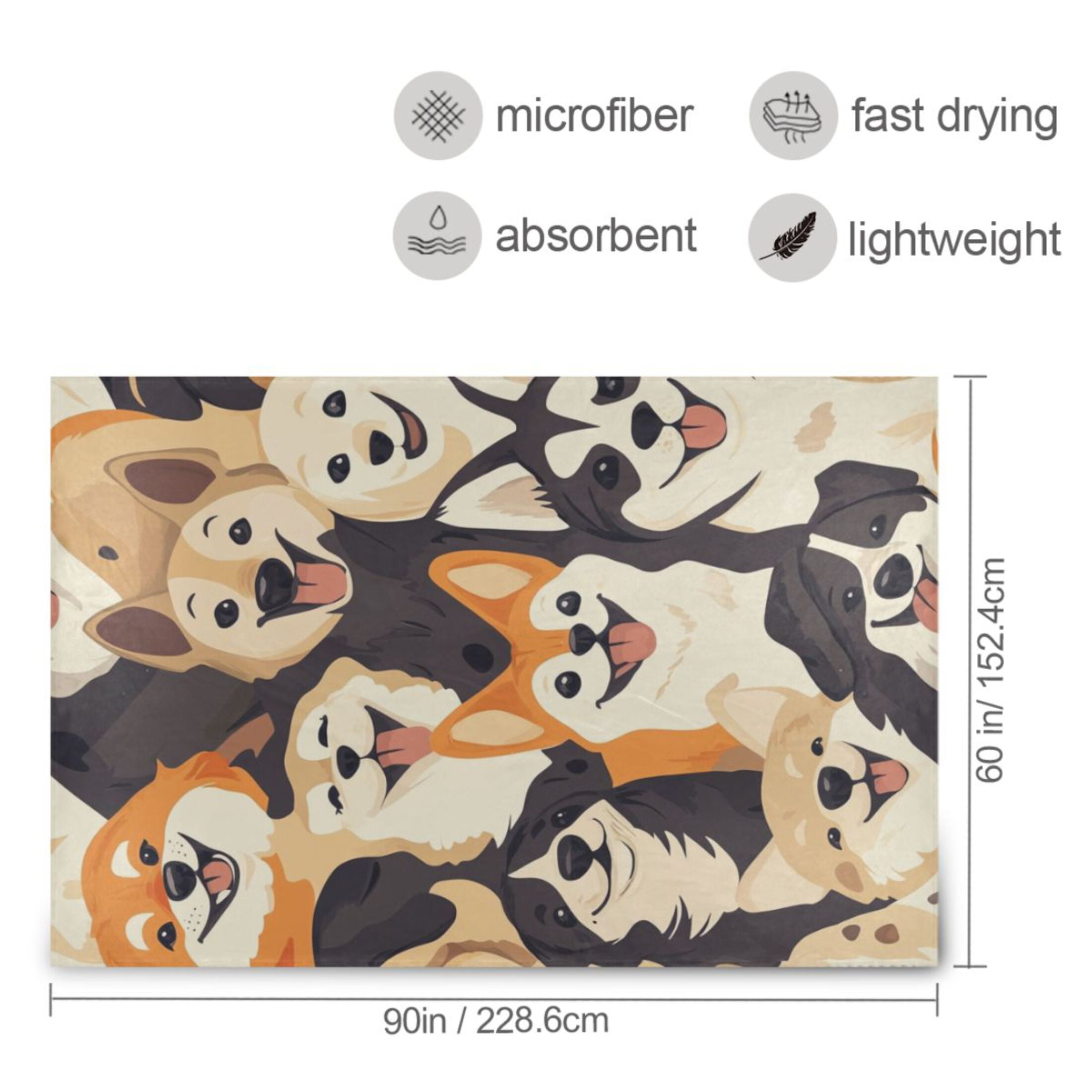 Cute Puppy Dogs Throw Blanket 60" x 90" Soft and Warm Blankets for Couch Sofa and Bed