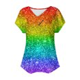 thumbnail image 4 of Rezuofi 1 Pcs Pride Shirt for Women Rainbow Graphic T-Shirt Equality Tee Summer Short Sleeve V Neck Tops, 4 of 4