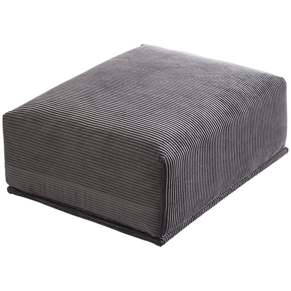 Rectangular Corduroy Pouf Ottoman, Large Floor Foot Stool Footrest, Beige Soft Upholstered Bench for Living Room Bedroom, 37.4" L × 30.31" W × 16.93" H