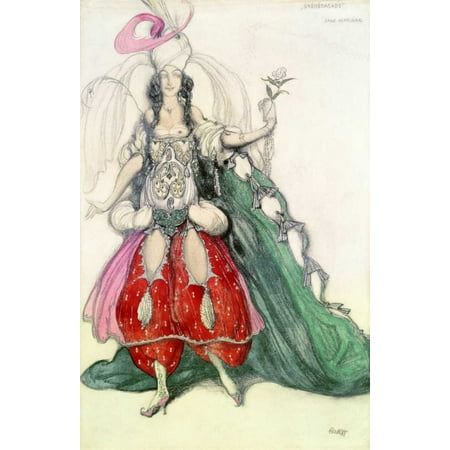 Costume Design For Scheherazade Stretched Canvas - Leon Bakst (12 x 18)