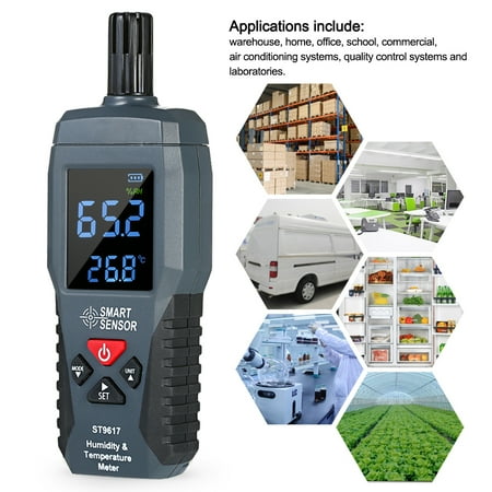 SMART SENSOR Humidity & Temperature Meter High Accuracy Digital LCD Display Humidity Hygrometer Temperature Meter Thermometer Gauge Tester