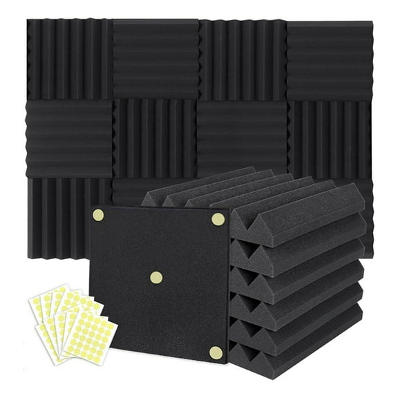 12 Packs Acoustic Foam Panels Wedge 2 X 12 X 12 Inch, Soundproofing Foam Noise Cancelling Foam for Home Office Recoding