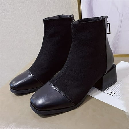 

Gubotare Women S Boots Womens Chunky Ankle Boots Slip on Chelsea Boots Elastic Booties Black 7
