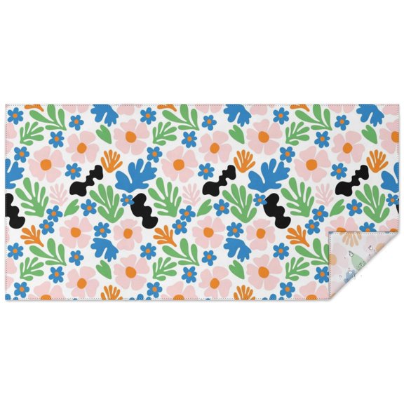 Pioneer Flower Floral Print Pattern Rectangle Tablecloth 60"x120", Waterproof Polyester Table Cloth, Wipeable Spillproof for Dining Camping Indoor Outdoor