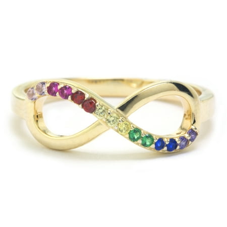 Marisol & Poppy 14kt Gold Plate Over Fine Sterling Silver Rainbow Cubic Zirconia Infinity Ring - Size 8
