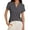 Grey, variant on V Neck Loose Fit Short Sleeve Shirt For Women Spring Summer Tail Hem Blouse Top
