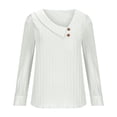 thumbnail image 5 of AXXD White Basic Summer Shirts for Women 2024 Casual Shirt Solid Long Sleeve Solid V-Neck BUttons Pullover Blouse Tops, 5 of 7