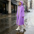 thumbnail image 6 of Women’s Long Thickened Raincoat Hooded Contrast Color Full Length Waterproof Rain Jacket Loose Fit Wind Resistant Outer Wear for Commuting and Outdoor Activities Purple, 6 of 7