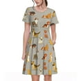 thumbnail image 1 of Balery Cute Dog Vestidos sueltos de manga corta para mujer, vestidos de verano 2025, vestidos casuales de corte A con vuelo., 1 of 6