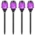 thumbnail image 1 of Luz De Antorcha De Llama Solar Luz parpadeante para decoración de jardín, luz de camino, IP55, resistente al agua (luz morada, 4 unidades), 1 of 6