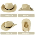 thumbnail image 5 of WOWSTYLE Cowgirl Hat for Women Men Western Wide Brim Straw Cowboy Hats Summer Sun Straw Cowgirl Cap, 5 of 7