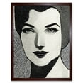 thumbnail image 1 of Monochrome Art Deco Black and White Woman Portrait Charcoal Art Print Framed Poster Wall Decor 12x16 inch, 1 of 5