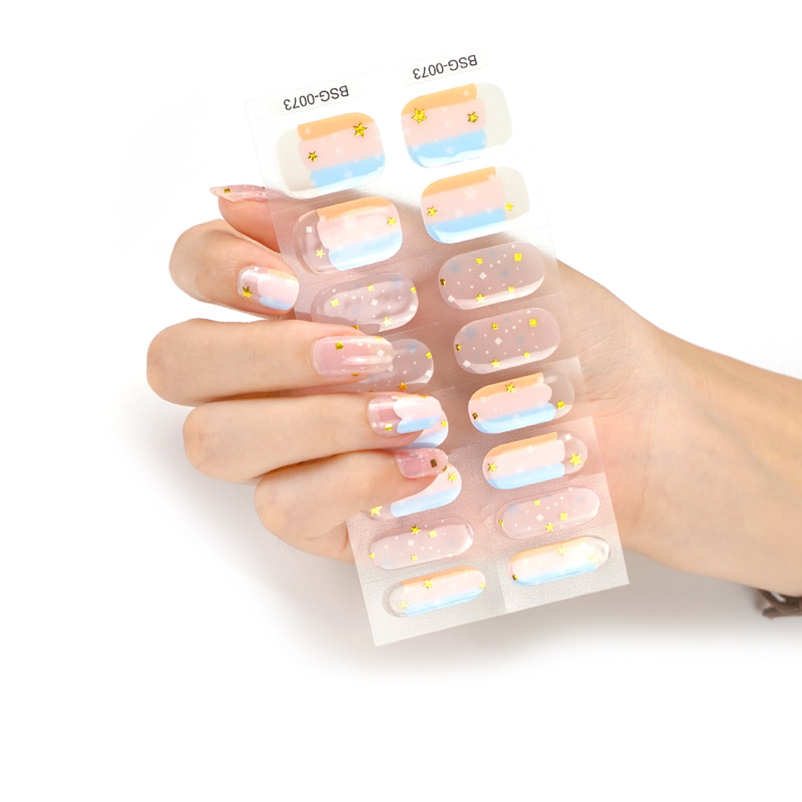 Semicured Gel Nail Stickers UV/LED Lamp Required 16Pcs Gel Nail Polish