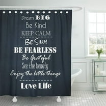 Libin Motivational Positive Attitude Affirmations Inspirational Black White Words Messages Shower Curtain 66x72 inch