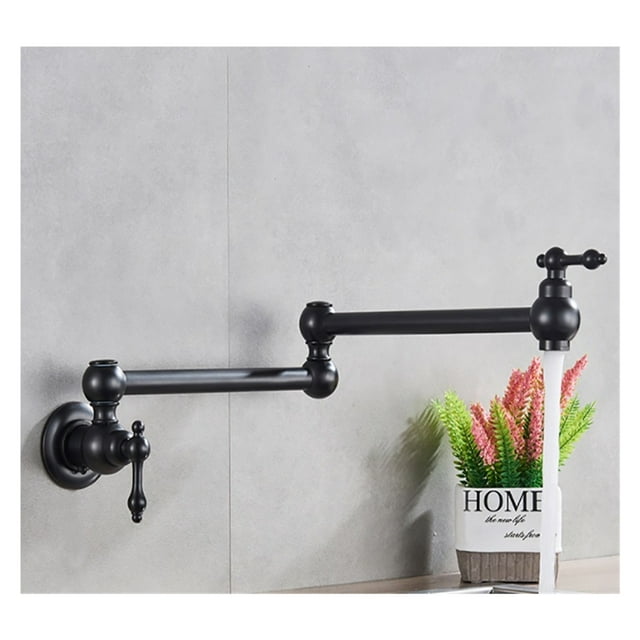 Black Rotated Kitchen Sink Cold Water Tap Faucet Solid Brass Basin Sink Swivel Faucets Wall Mounted Pot Filler Faucet ,bar Laundry RV Farmhouse