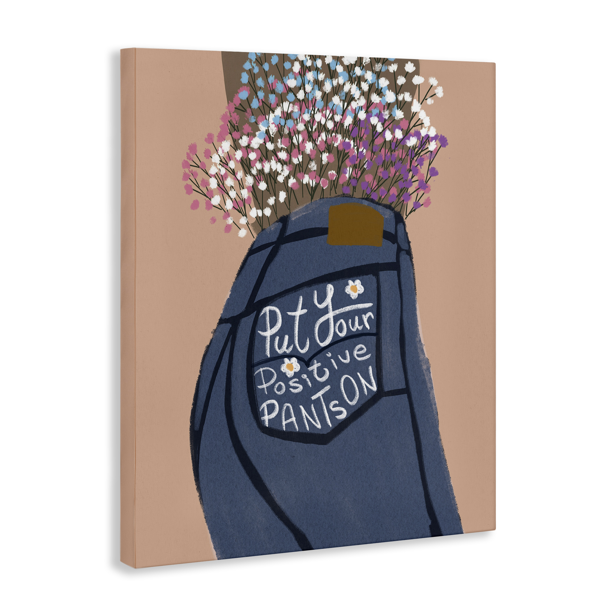 Stupell Industries Floral Positive Pants Novelty Painting Gallery Wrapped Canvas Art Print Wall Art, 30 x 40