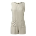 thumbnail image 5 of Riforla Spring/summer Casual Solid Color Sleeveless Jumpsuit Shorts Jumpsuits for Women Beige XL, 5 of 6