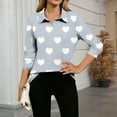 thumbnail image 2 of DAFPZW Valentine's Day Love Print Shirt for Women Casual 3/4 Sleeve Dressy Blouse Work Business Spring Summer Fashion Outfits, 2 of 5