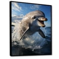 thumbnail image 2 of Designart "Grey Blue Dolphin Oceanic gracefulness I" Animals Floater Framed Canvas Print, 2 of 7