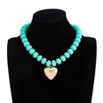 thumbnail image 6 of NICKSUN Chunky Heart Necklaces for Women, Colorful Resin Beaded Choker Necklace, Cute Gold Puffy Heart Statement Necklace Trendy Acrylic Choker Jewelry Gift, 6 of 6