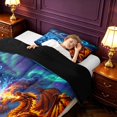thumbnail image 3 of Manfei Fantasy Dragon Animals Twin Comforter Sets,Gothic Aurora Bedding Set,Blue Orange,Black Reversible,2 Pieces,1 Comforter and 1 Pillowcase, 3 of 7