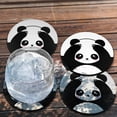 thumbnail image 4 of WIRESTER Drink Round Fabric Felt Neoprene Coasters Set of 4pcs, Panda Bear Black White Style, 4 of 4