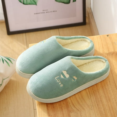

Slippers For Men And Women Winter Warm Cotton House Slippers Green 8.5