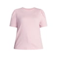 thumbnail image 5 of Terra & Sky Women's Plus Size Crewneck Top with Short Puff Sleeves, Size 0X-4X, 5 of 5