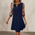 thumbnail image 3 of Summer Dresses for Women Midi Dress With 3/4 Sleeve Floral Embroidery Casual Knee-Length A-Line Dress, 3 of 6