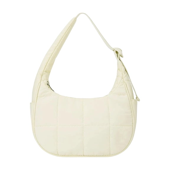 Puffer Crescent Shoulder Bag For Women Nylon Quilted Purses Lightweight Puffy Handbags Small Adjustable Strap Bag