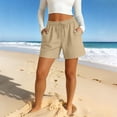 thumbnail image 5 of Causal Shorts for Women Drawstring Elastic High Waist Pleated Shorts Summer Beach Vacation Shorts with Pockets, L, 5 of 6