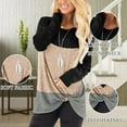 thumbnail image 2 of FAMITION Long Sleeve T Shirt for Women Fall Casual Tunic Tops Fashion Twist Knotted Tops Cute Round Neck Ladies Striped Tops Blouse Black Block, 2 of 3