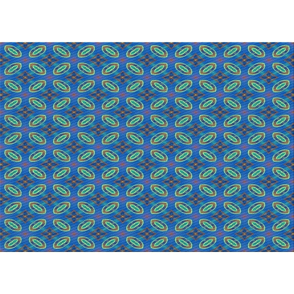 Ahgly Company Indoor Rectangle Patterned Sapphire Blue Area Rugs, 7' x 10'
